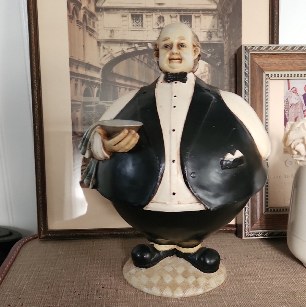 Charming Butler Figurine in Black and White